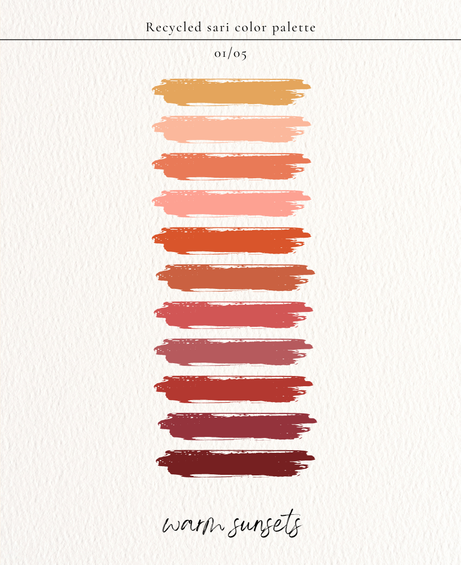 The Skinny Kantha Scarf in the Warm Sunset Palette