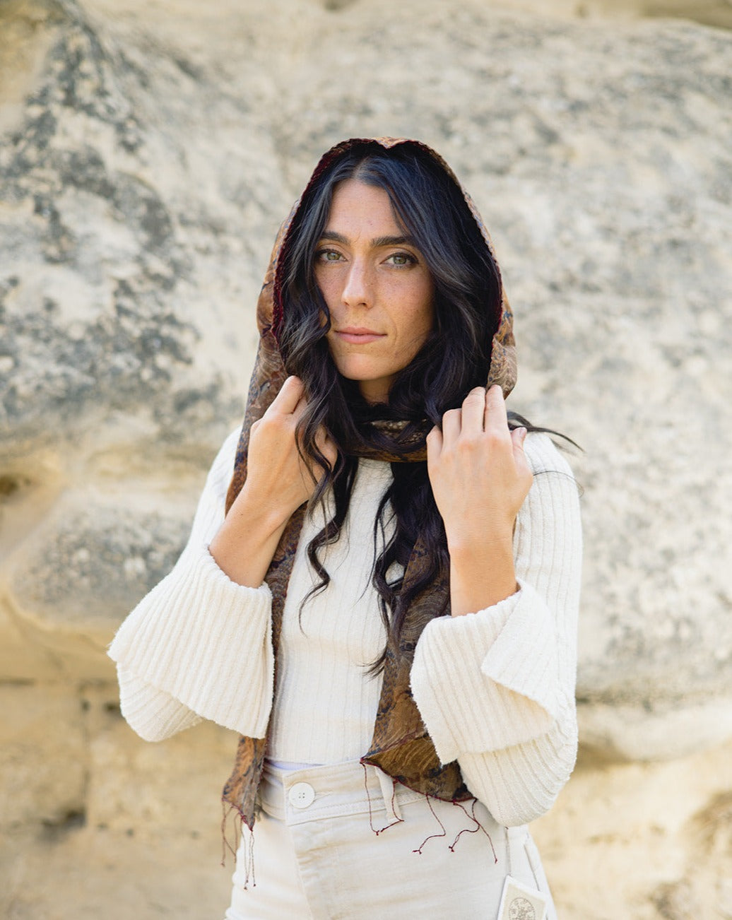 The Skinny Kantha Scarf in the Sand Dunes Palette