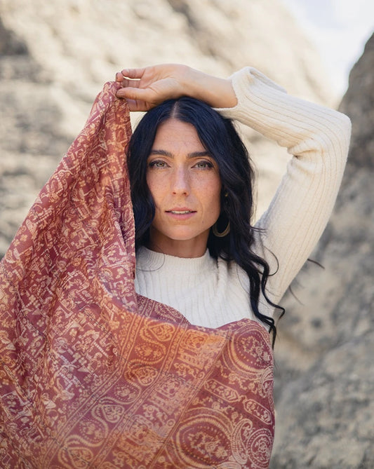 The Classic Kantha Scarf in the Warm Sunsets Palette