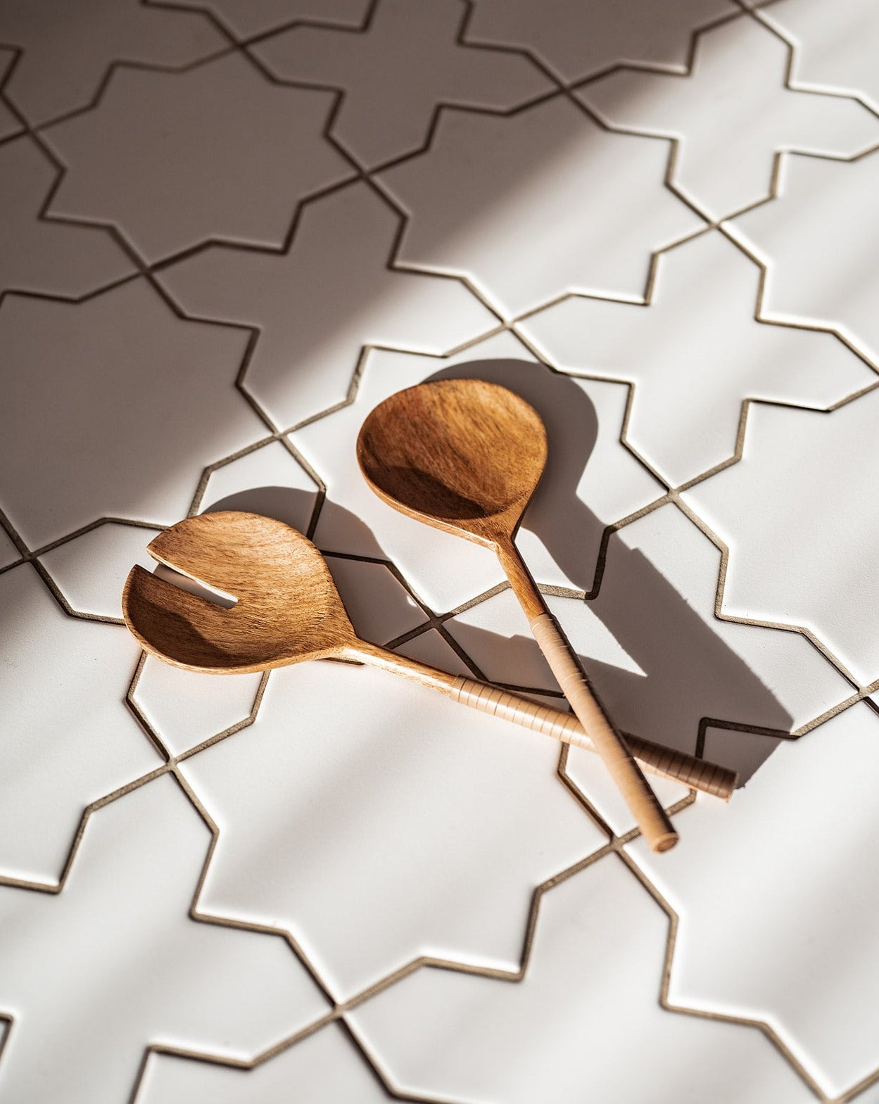 Wood & Leather Salad Servers