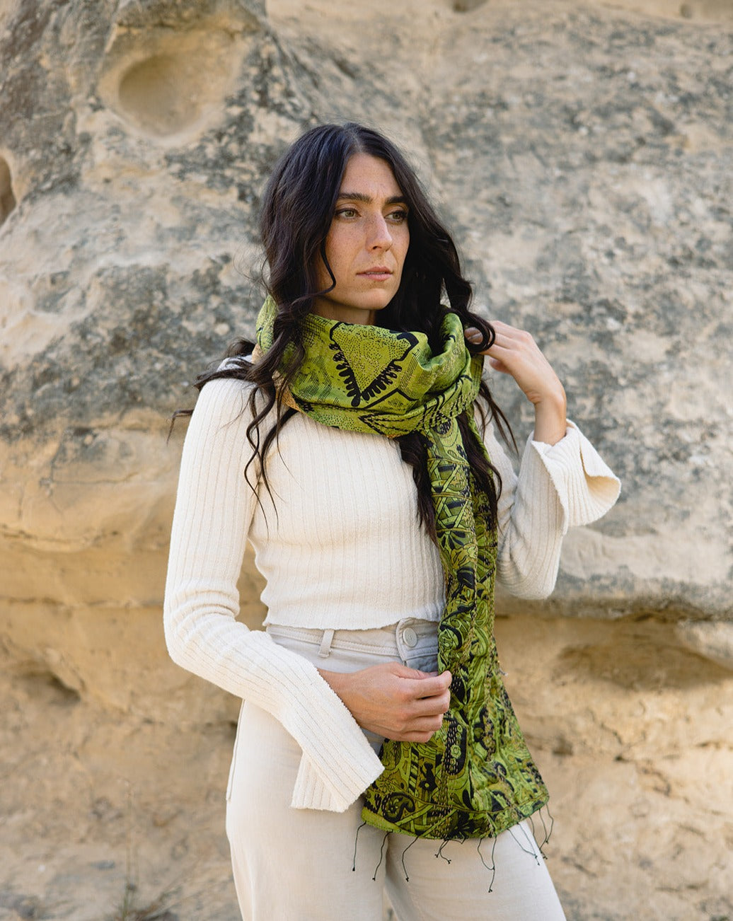 The Classic Kantha Scarf in the Lush Rainforest Palette